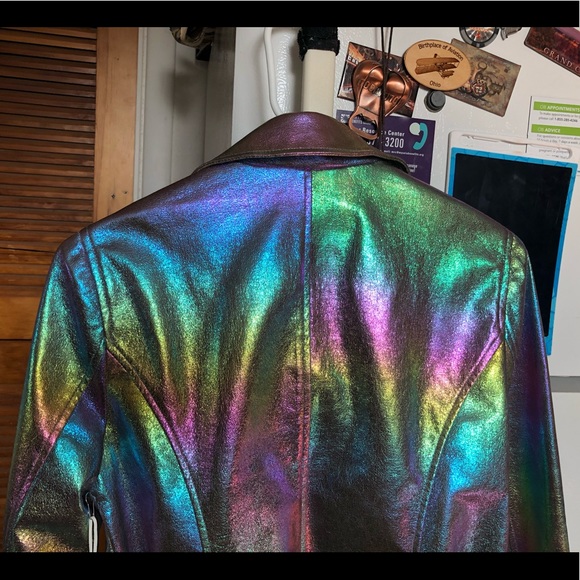 Holographic Iridescent Hologram Moto Jacket S EUC - Picture 8 of 10